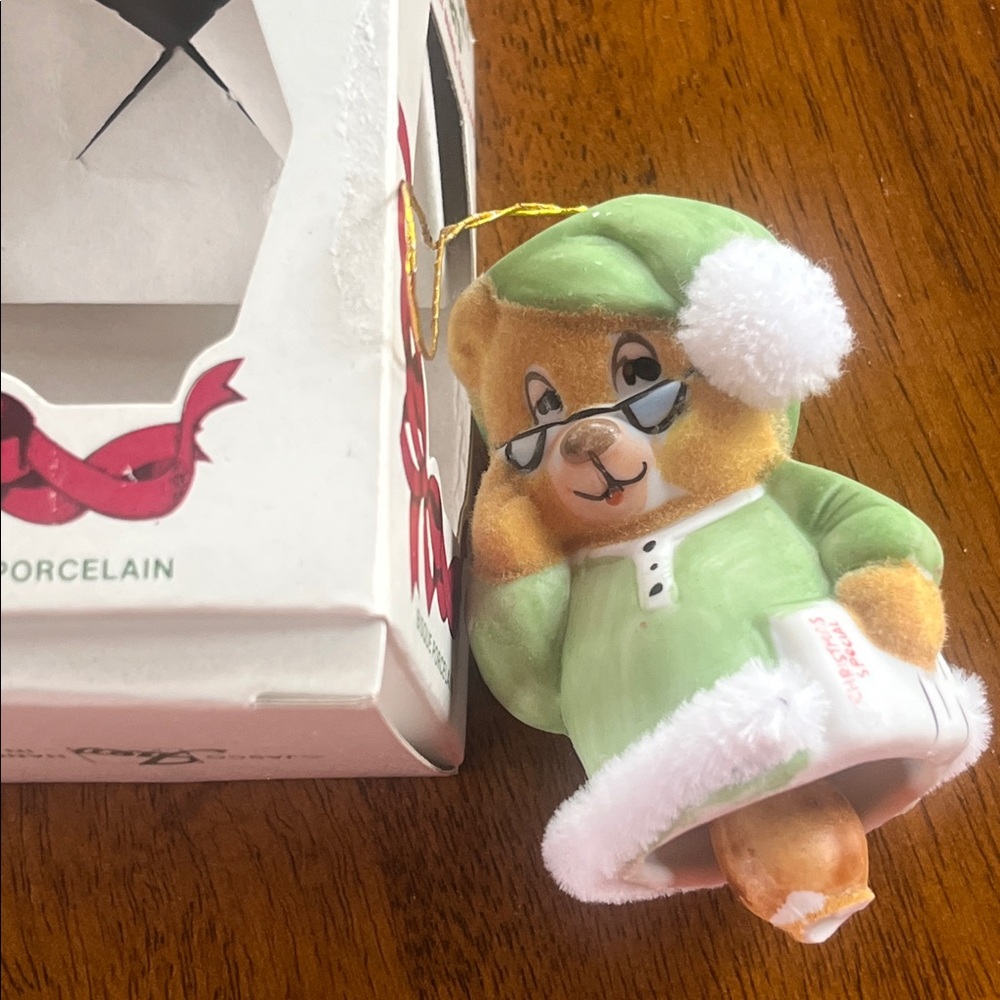 Vintage JASCO Soft'N Snoozy Chimers boy Bear Ornament